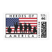 Heroes of America - USA Flag with Soldiers Stamps