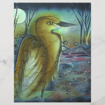 Heron at Night Lovely Artwork Custom Flyer