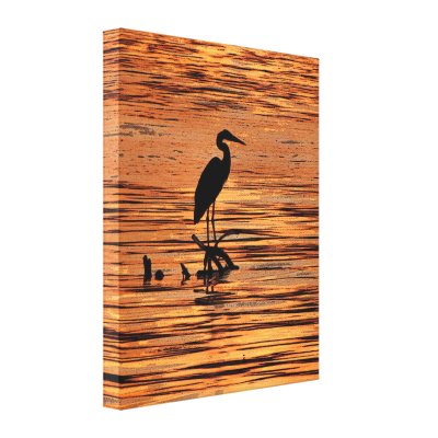 Heron at Sunset Gallery Wrapped Canvas
