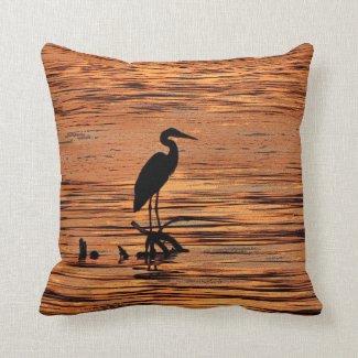Heron at Sunset Pillow