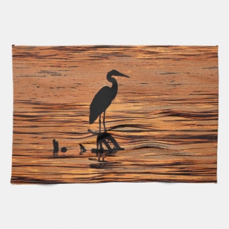 Heron at Sunset Towel