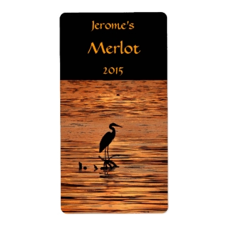 Heron at Sunset Wine Label