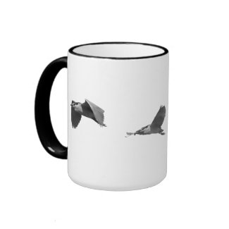 Heron flies around your Mug mug