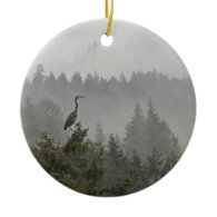 Heron in the Mist Christmas Ornament