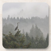 Heron in the Mist Drink Coaster