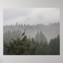 Heron in the Mist Print
