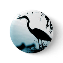 Heron Silhouette Button