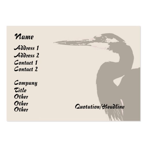 Heron Wildlife Business Card (front side)