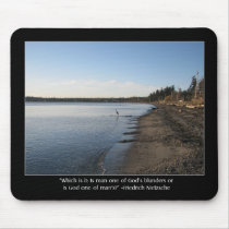 Heron with Nietzsche Quote Mouse Pads