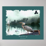 Herons, Egret, Crows, Dragonflies, Wilderness Art Posters