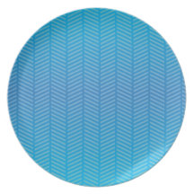 Herringbone Blue Aquamarine Plates