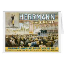 Herrmann The Great ~ Vintage Bullet Catching Act Greeting Cards