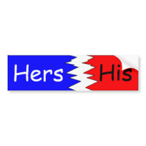 Hers & His, Blue & Red Bumper Stickers