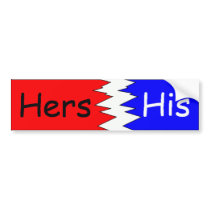 Hers & His, Red & Blue Bumper Stickers