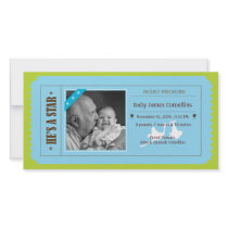 He's A Star - Movie Ticket - Baby Announcement photo cards