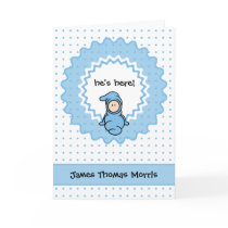 "he's here!" Baby Boy Birth Announcement cards by cutietoots "he's here!" Baby Boy Birth Announcement cards