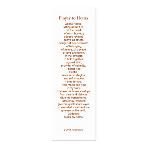 Hestia Prayer Card Business Card Templates (front side)
