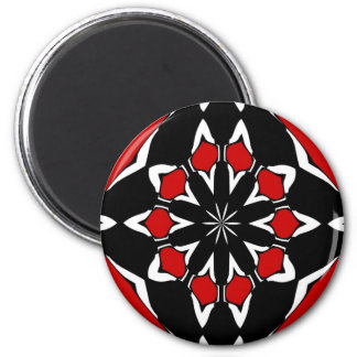 Hex Sign Red Black 2 Inch Round Magnet
