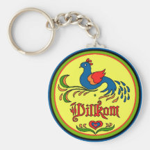 Hex Sign Welcome Bird Key Chain
