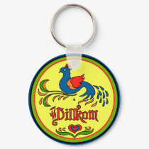 Hex Sign Welcome Bird keychains