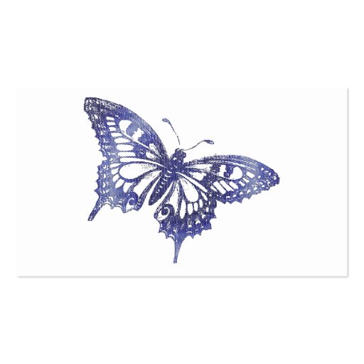 Hex Tiles Mosaic Butterfly in Blue Business Card Templates (back side)
