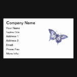 Hex Tiles Mosaic Butterfly in Blue Business Card Templates