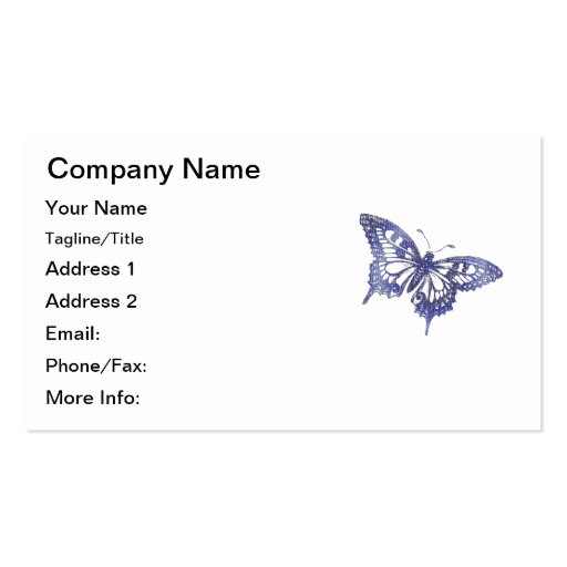 Hex Tiles Mosaic Butterfly in Blue Business Card Templates (front side)
