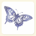Hex Tiles Mosaic Butterfly in Blue stickers
