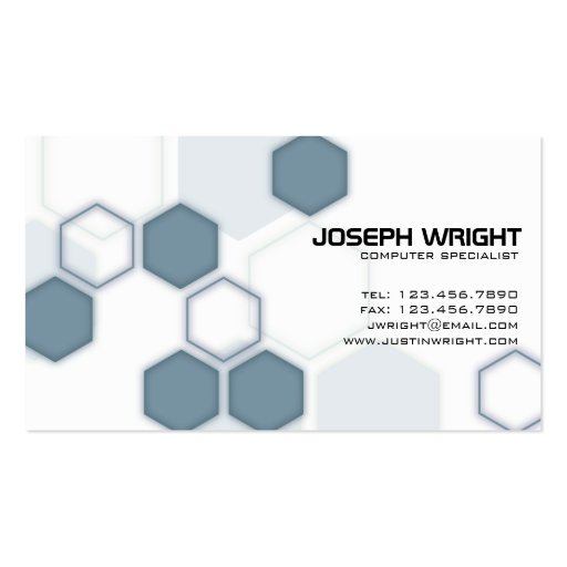 Hexagons - Blue Business Card Template (front side)