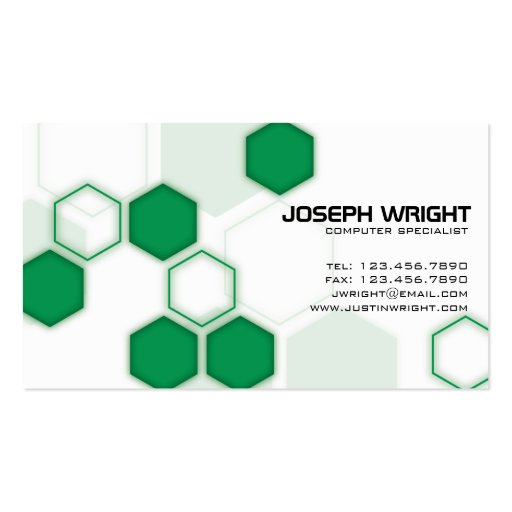 Hexagons - Green Business Cards (front side)