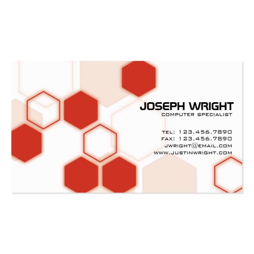 Hexagons - Red Business Card Template (front side)