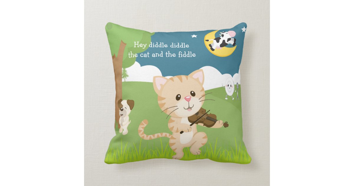 Hey Diddle Diddle Nursery Rhyme Pillow Zazzle