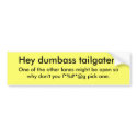 Hey dumbass tailgater!, One of the other lanes ... bumper stickers