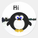 Hi from Peter Penguin Round Stickers