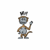 Hi! Monkey (black outline) embroidered shirts by jsoh Hi! Monkey (black outline) embroidered shirts
