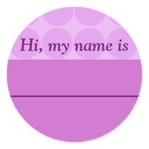 "Hi, my name is ______" - Lavender Dotted Design Sticker