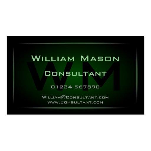 Hi-Res Green Monogram Professional Business Card