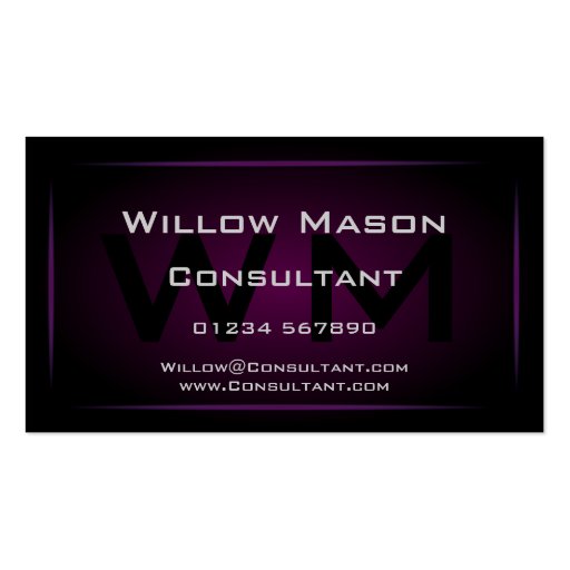 Hi-Res Purple Monogram Professional Business Card
