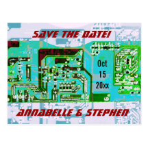 hi-tech electronic geek wedding postcards