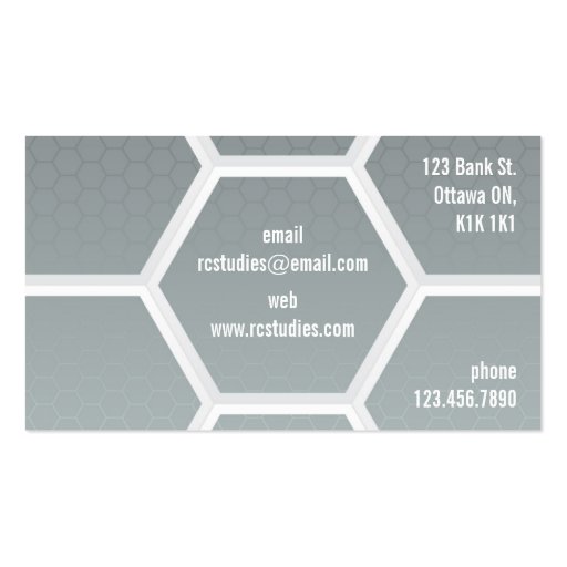 Hi-Tech Honeycomb Pattern - Gray Business Card (back side)