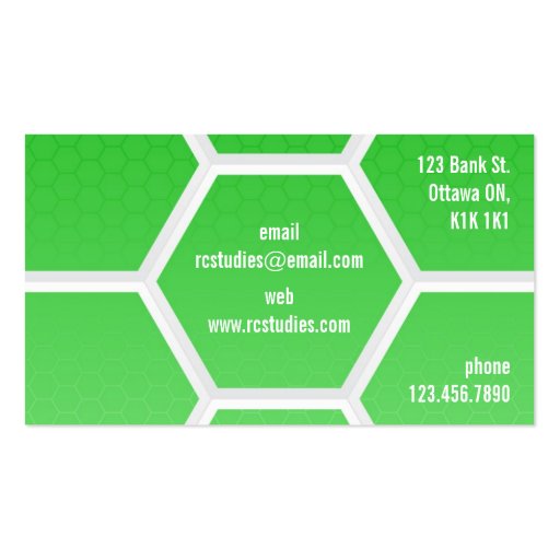 Hi-Tech Honeycomb Pattern - Green Business Card Template (back side)
