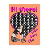Hi there! roller derby Diva postcards by syancey Hi there! roller derby Diva postcards