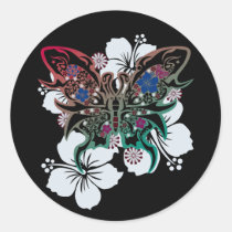 hibiscus, butterfly, flower, art, illustration, graphic, design, cool, surfer, surfing, rock, street, tribal, tattoo, nature, animal, hawaii, beach, animals, Adesivo com design gráfico personalizado