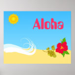 Hibiscus and Sun Poster