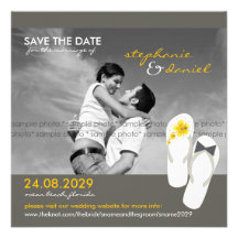 Hibiscus Beach Wedding Flip Flops Save The Date Custom Invite