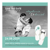 Hibiscus Beach Wedding Flip Flops Save The Date Custom Invitations