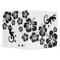 hibiscus blooms in black with Geckos Binder