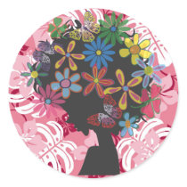Hibiscus×Bomber Head Round Sticker