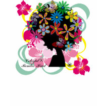 butterfly, flowers, girl, afro, diva, music, illustration, cute, pop, female, street, cool, luv, love, feminine, funny, lovely, kawaii, graphic, design, lady, stylish, colorful, hibiscus, pink, surfer, surfing, beach, hawaii, tropical, plant, Shirt with custom graphic design