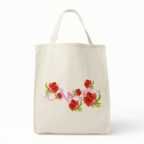 hibiscus breeze grocery tote bags